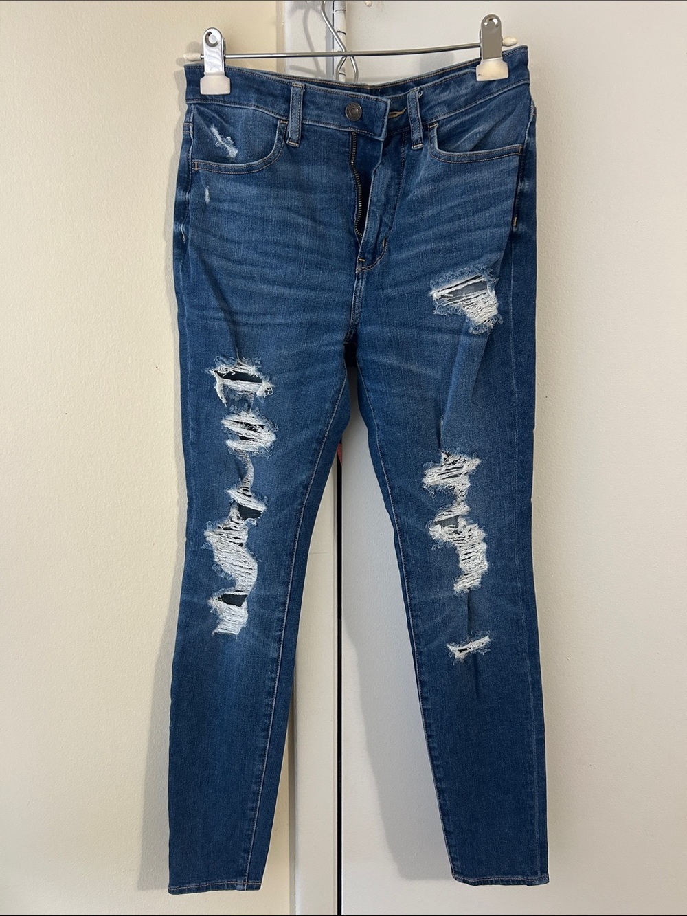 American Eagle Outfitters Dark Blue Distressed Skinny Jeggings